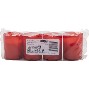 Bispol hřbitovní svíčka velká bez krytu, červená, balení 4 ks