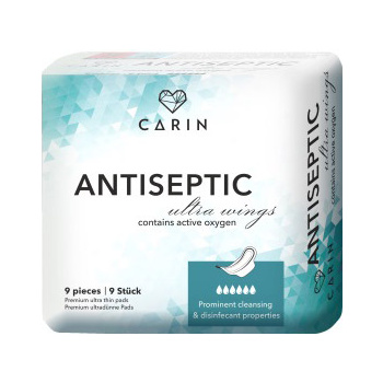 Carin Antiseptic Ultra Wings tenké vložky intimky, 9 ks