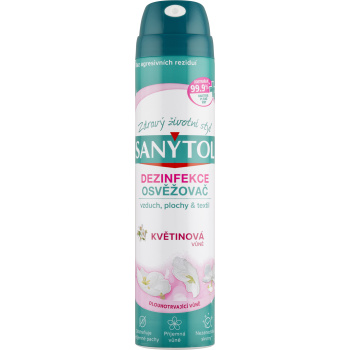 Sanytol dezinfekční osvěžovač vzduchu na povrchy a textil, květy, 300 ml