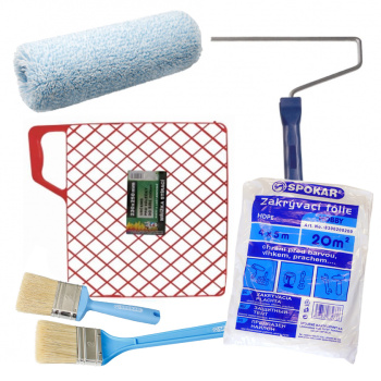 Spokar Uni Modrý melír sada váleček pro držák 8 mm, 250 mm + držák, mřížka, fólie, 2 × štětec