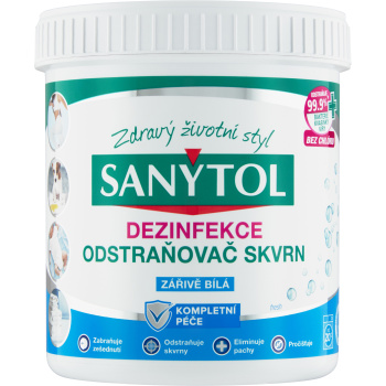 Sanytol dezinfekční odstraňovač skvrn na bílé prádlo, zářivá bílá, 450 g