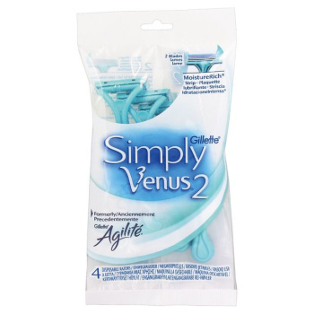 Gillette Simply Venus 2 dámské pohotová holítka se zvlhčujícím páskem, 4 ks