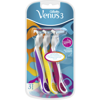 Gillette Venus 3 dámská jednorázová holítka se zvlhčujícím páskem, 3 ks