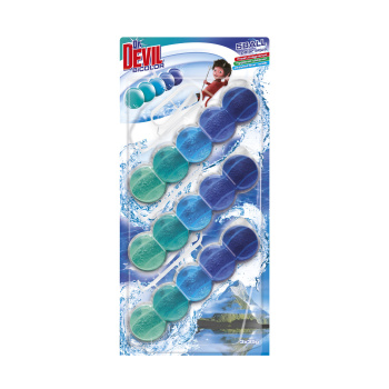 Dr. Devil WC Bicolor 5ball polar aqua závěsný WC blok, 3× 35 g