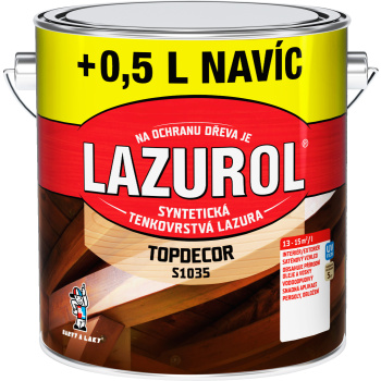 Lazurol Topdecor S1035 tenkovrstvá lazura na dřevo T021 ořech, 2,5 + 0,5 l