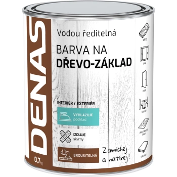 DENAS NA&nbsp;DŘEVO–ZÁKLAD základní barva na&nbsp;dřevo, bílá, 0,7 kg