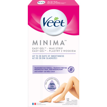Veet Minima Easy-Gel voskové pásky na nohy a tělo, 12 ks