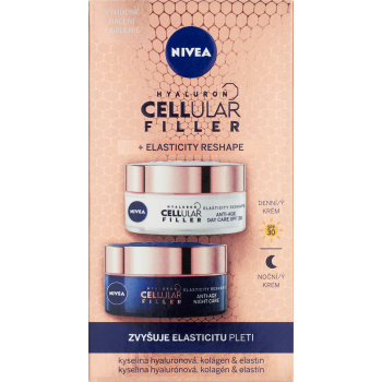 Nivea Hyaluron Cellular Elasticity Filler dárková sada denní & noční krém, 50 + 50 g