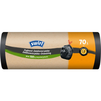 Swirl extra silné zatahovací pytle na odpad 70 l, 56 × 86 cm, 36 µ, 8 ks