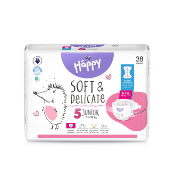 Bella Happy Junior 5 dětské pleny jednorázové 11-18 kg, 38 ks