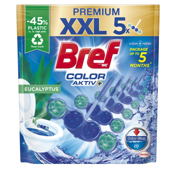 Bref Color Aktiv Eucalyptus tuhý WC blok, 5× 50 g