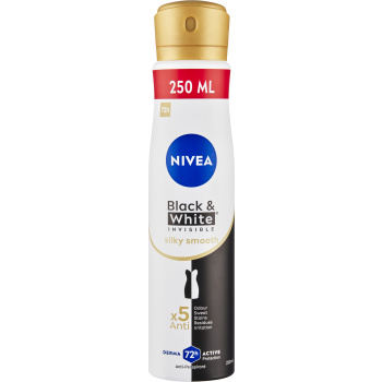 Nivea Black & White Invisible Silky Smooth antiperspirant ve spreji, 250 ml
