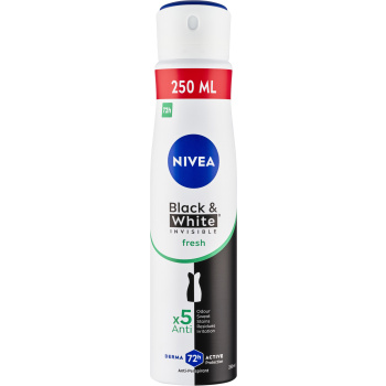 Nivea Black & White Invisible Fresh antiperspirant ve spreji, 250 ml
