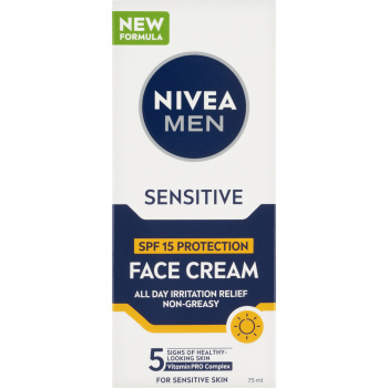 Nivea Men Sensitive ochranný pleťový krém, OF 15, 75 ml