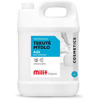 Milit tekuté mýdlo bez parfému s antibakteriální přísadou, 5 l