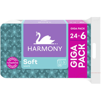 Harmony Soft White 3vrstvý toaletní papír, 30 rolí, 15 m role