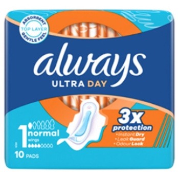 Always Ultra Day Normal hygienické vložky s křidélky 10 kusů