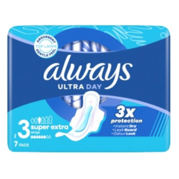 Always Ultra Super Extra Night dámské vložky s křidélky, 7 ks