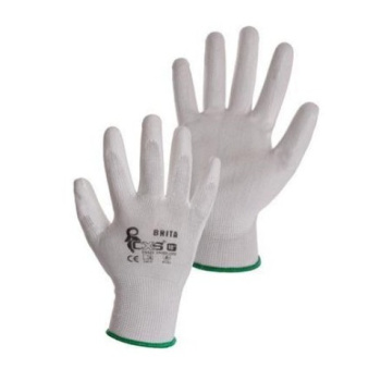 Brita CXS White pracovní rukavice, máčené v polyuretanu, velikost 10, 1 pár