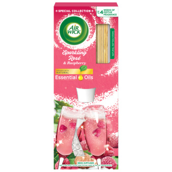Air Wick Essential Oils Sparkling Rose & Raspberry - Růžový sekt a maliny vonné tyčinky osvěžovač vzduchu 30 ml