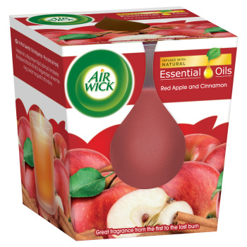 Air Wick Essential Oils červené jablko a skořice vonná svíčka 105 g