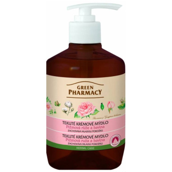 Green Pharmacy Pižmová růže a Bavlna tekuté mýdlo s dávkovačem 460 ml
