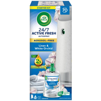 Air Wick Active Fresh Refill Linen & White Orchid - Prádlo a orchidej automatický osvěžovač komplet 228 ml