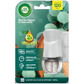 Air Wick Essential Oils Blue Eucalyptus & Eukalyptus a cedr elektrický osvěžovač vzduchu komplet 19 ml