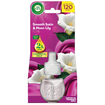 Air Wick Essential Oils jemný satén a měsíční lilie elektrický osvěžovač vzduchu náhradní náplň 19 ml