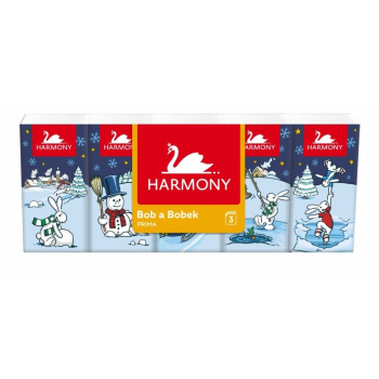 Harmony Prima papírové kapesníčky Bob & Bobek 3vrstvé 10 x 10 ks
