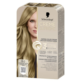 Schwarzkopf Creme Supreme barva na vlasy 8-0 přirozená světlá blond 60 ml