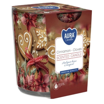 Aura vonná svíčka ve skle skořice s hřebíčkem, 100 g