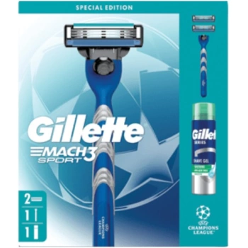 Dárková sada Gillette Mach 3 Sport, strojek, 2 náhradní hlavice, gel na holení 200ml
