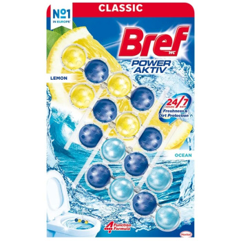 Bref Power Aktiv Lemon a Ocean WC blok, 4 x 50 g