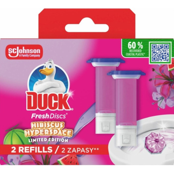 Duck Fresh Discs Hibiscus Hyperspace WC blok s vůní ibišku a melounu náhradní náplň 2x36 ml