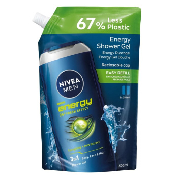 NIVEA MEN sprchový gel Fresh Energy, náhradní náplň 500 ml