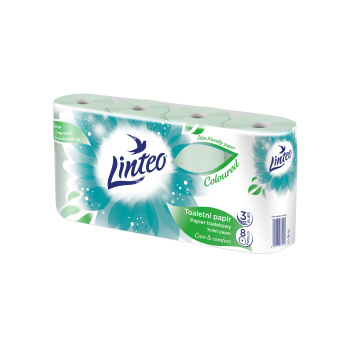 LINTEO Toaletní papír 3vrstvý, zelený, 20 m, 8 rolí