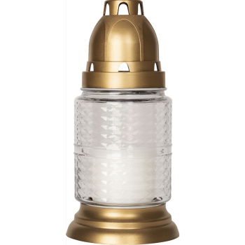 Bispol hřbitovní skleněná lampa elegantní, doba hoření 15 hodin 50 g, výška 16,5 cm