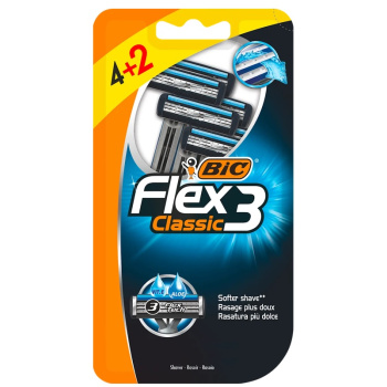 BIC Pánský jednorázový holící strojek Flex3 Classic, 4+2ks