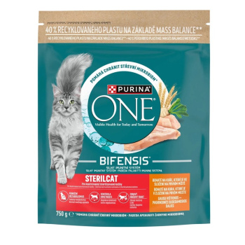 Purina ONE Bifensis Sterilised granule pro kočky s kuřetem a pšenicí, 750 g