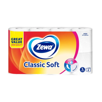 ZEWA Classic Soft toaletní papír, 3vrstvý, 8 rolí