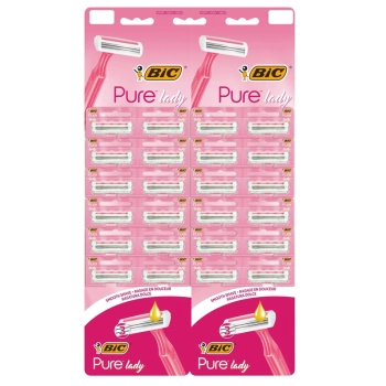 BIC Pure Lady Pink, dámské jednorázové holicí strojky, závěsná karta 24 ks