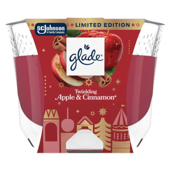 Glade velká vonná svíčka Twinkling Apple & Cinnamon 204 g