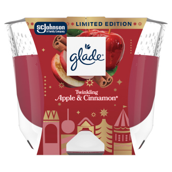 Glade velká vonná svíčka Twinkling Apple & Cinnamon 204 g