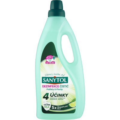 Sanytol Dezinfekce čistič podlahy & plochy limetka 4 účinky, 1 l Sanytol Dezinfekce čistič podlahy & plochy limetka 4 účinky, 1 l