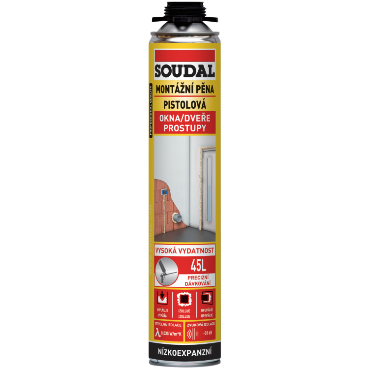 Soudal montážní pěna nízkoexpanzní, pistolová, 750 ml