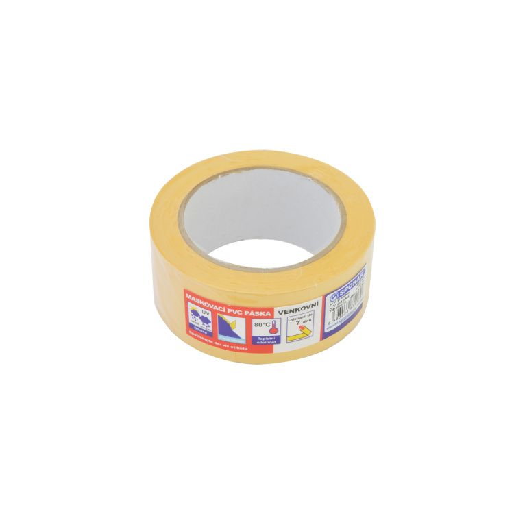 Spokar maskovací PVC páska, venkovní, odolná UV a vodě, lepí týden, 48 mm × 33 m