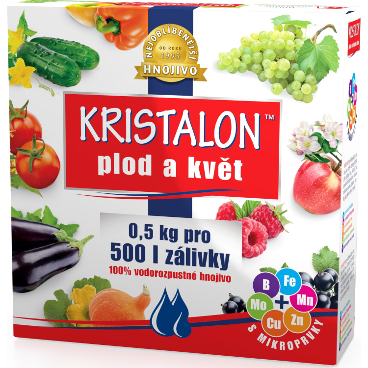 Agro Kristalon Plod a květ, hnojivo na balkonové a okrasné rostliny a dřeviny, 500 g