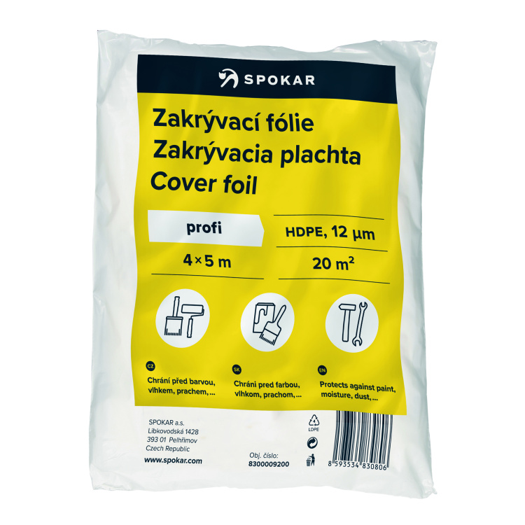 Spokar Profi zakrývací fólie na malování, 12 µ, 20 m², 4 × 5 m
