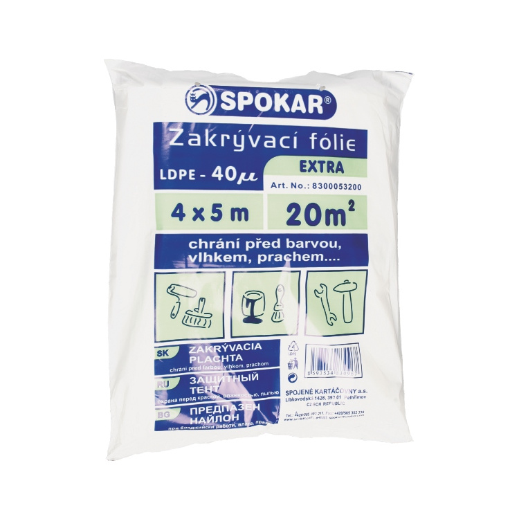 Spokar Hobby zakrývací fólie na malování, 40 µ, 20 m², 4 × 5 m